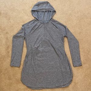 Athleta tunic/dress - Gray with hood & Front 1/4 zip — Size Large